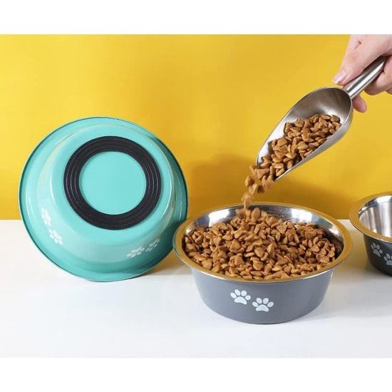 Hondenvoerbak, set van 2, roestvrijstalen voerbak met antislip siliconen bodem, waterbak en voerbak voor kleine, middelgrote en grote honden en katten (860 ml).