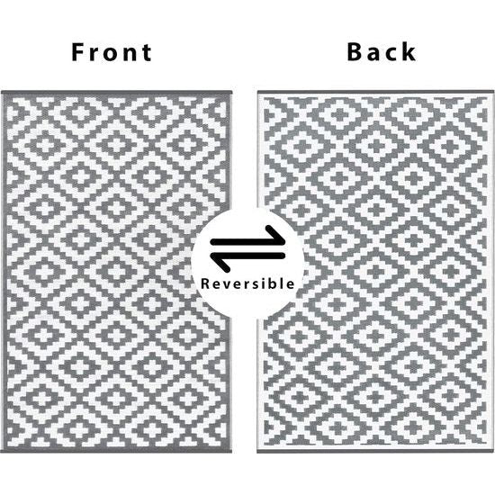 Lichtgewicht omkeerbaar buitenvloerkleed, 120 x 180 cm, grijswit