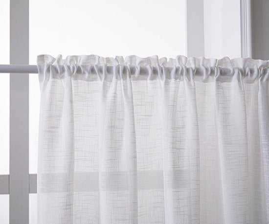 Set van 2 vitrage, halftransparant, bistrogordijnen, wit, raamgordijn, halve keuken, gordijnen, raamgordijn voor kleine ramen, keuken, woonkamer, landhuis (wit, 60 x 45 cm (b x h)