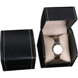 Horlogedoos van PU-leer, opbergdoos met één display voor polshorloges en slimme horloges, houder met kussen, sieradendrager geschenkdoos voor dames/heren, verjaardag (zwart) Excl. Horloge