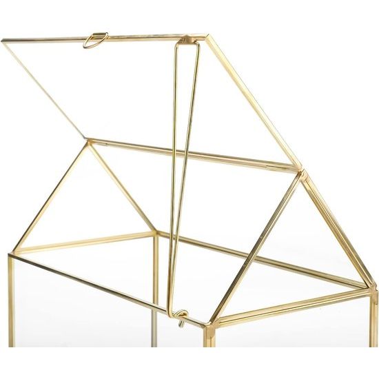 Glazen bruiloftskaartenbox, 25 cm, handgemaakte gouden terrarium, glazen doos voor bruiloften, recepties, tafeldecoratie, cadeau