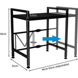 2-laags uitschuifbaar magnetronovenrek met 3 ophanghaken Magnetronovenstandaard met opbergruimte voor aanrechtorganisator printerstandaard (zwart)