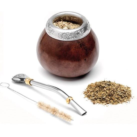 [Nieuw] Mate naturel, handgemaakte boerenkool (mate beker) met bombilla (sorbet) voor mate