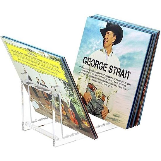 Grammofoonplaten opslag, transparante vinyl vinylplaten, standaard houder voor desktopalbums, acryl vinyl vinylplaten, rek, display, 50 lp's
