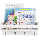 Houten wandrek voor organizer, keuken, kruidenrek, wandrek met 4 haken voor sleutelplank, opbergruimte, badkamer, boekenkast van hout voor slaapkamer, wanddecoratie, kantoor en huishouden. (wit)