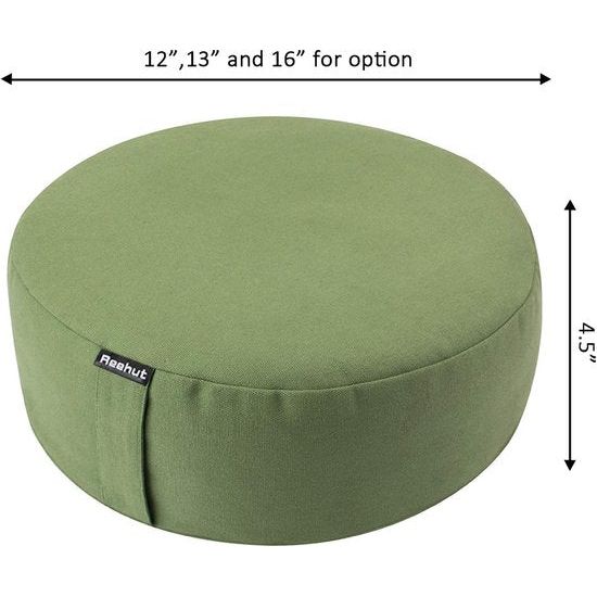 Yogakussens, meditatiekussens, Yogazitkussens, rond, diameter 33 cm, hoogte 11,5 cm, gemaakt van katoen en boekweitschillen
