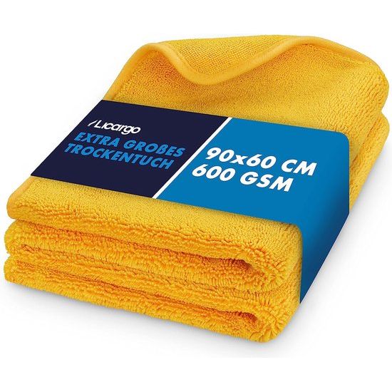 Droogdoek voor de auto, XXL, 90 x 60 cm, super absorberend, zacht en pluisvrij, extra large microvezeldoek, autohanddoek om te drogen, premium droogdoek voor de auto, groot, 90 x 60 cm