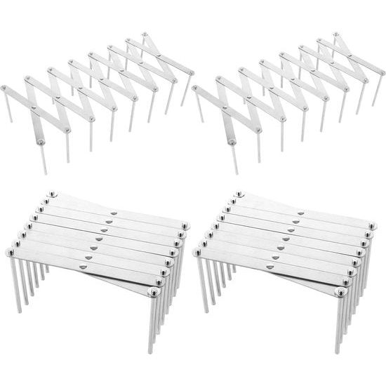 Set van 4 verstelbare potdekselhouders, roestvrijstalen dekselhouder, bordenhouder, multifunctionele spareribhouder, bordenstandaard voor keukengrill, 9 cm - 84 cm, in lengte verstelbaar