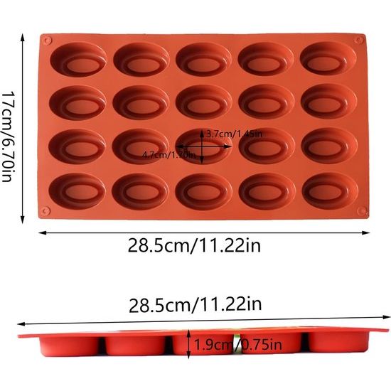 2 stuks mini tulbandvormen, siliconen bakvorm, kleine siliconen tulband, voor doe-het-zelf bakken, muffins cupcakes, brownies, cake, pudding (bruin, 20 gaten)