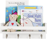 Houten wandrek voor organizer, keuken, kruidenrek, wandrek met 4 haken voor sleutelplank, opbergruimte, badkamer, boekenkast van hout voor slaapkamer, wanddecoratie, kantoor en huishouden. (wit)