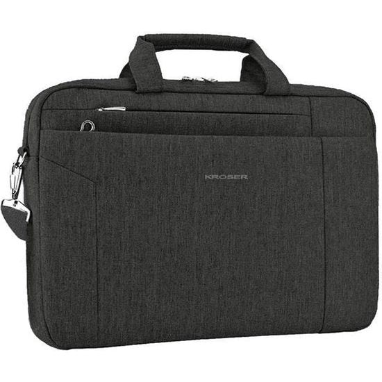 Laptoptas, 15,6 inch, notebooktas, aktetas, tablettas, schoudertas, waterafstotend, satchel business-laptoptas voor vrouwen en mannen, zwart, herbruikbaar, zwart