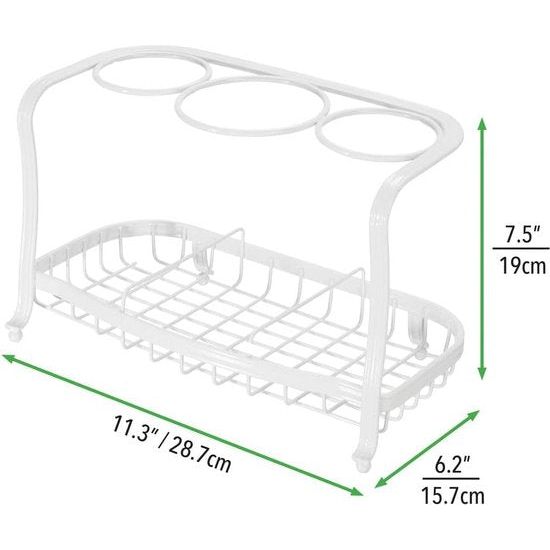 föhnhouder, boren niet nodig, vrijstaande plank voor opbergen in de badkamer, optimale badkamerorganizer met drie vakken voor krultang, stijltang en borstel