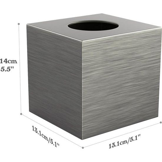 Hars cosmetische tissuedoos, tissuedoos, vierkante rol papier, tissuedoos met uitschuifbare basis voor eetkamer, badkamer, slaapkamer, auto, kantoor - zilvergrijs