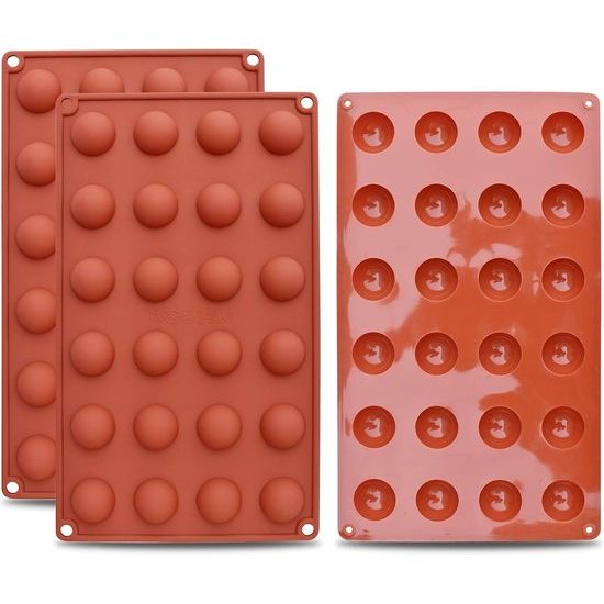 Mini 24-holte halve bol siliconen mal, 3 verpakkingen bakvorm voor het maken van chocolade, cake, gelei, koepelmousse
