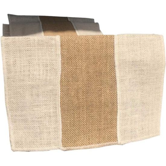 Eushine Jute tafelloper, bestaande uit twee kleuren, als interieurdecoratie in retro natuurlijke stijl, geschikt voor familiefeesten, bruiloften, hoteldecoraties, 183 x 30 cm