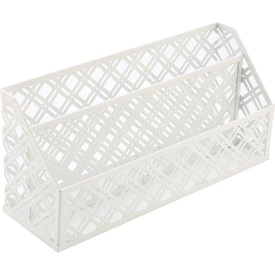 bureau-organizer 4-delige kantoorset/tafelbladplank metalen rooster Inclusief: A4 brievenbakje x 1, A4 krantenrek x 1, brievenhouder x1, pennenhouder x 1 - wit