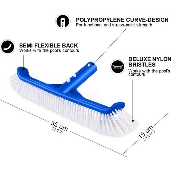 3-delige zwembadreinigingsset, zwembadnet met aluminium stang, zwembadborstel en zwembadthermometer voor zwembadreiniging bladeren en vuil