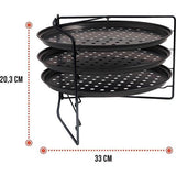 Pizzaplaat - ronde pizzaplaat - pizzaplaat - set van 3 - niet-klevende geperforeerde koolstofstalen pizzapan, ronde pizzaplaat (33 cm)