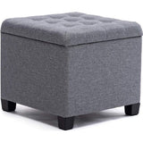 Kruk met opbergruimte, zitkubus met deksel, zitkist, voetenbankkist opbergdoos, linnen, 44 L, 45 x 41 x 41 cm, grijs