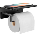 Toilet Paper Holder Toilet Paper Holder No Drilling Toilet Paper Holder Black Toilet Roll Holder Self-Adhesive Toilet Paper Holder with Shelf Toilet Paper Holder