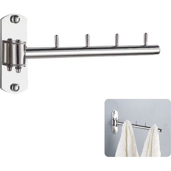 Roestvrij Staal Met Zwenkarm Wandkleerhanger Rail Wandkapstok Badjashaken, Handdoekhaken, Garderobehaak Modern En Ruimtebespare Kapstok Voor Was, Slaapkamer, Badkamer, Balkon