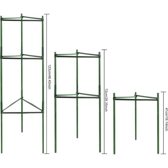 3 stuks tomatenklimhulp, plantenhouder, klimhulp, planten, robuuste tomatenkooi, plantensteun, paal, tuin, bloemensteun, klimrooster voor de teelt van klimplanten, bloemen, groenten (123 cm)