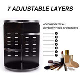 Make-up organizer, beauty-cosmetica-organizer, 360 graden draaibaar, make-up-opbergdoos, cosmeticabox voor dresser, slaapkamer, badkamer, zwart