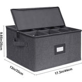 Opbergdoos voor wijnglazen, 2 stuks, bewegende glashouder voor wijnglazen, vouwdoos met scheidingswanden, glazen, opslag voor 24 kristalglaswerk, kristalglaswerk (44 x 33 x 25 cm, donkergrijs)