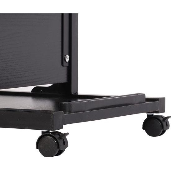 hoogte verstelbare C-vormige bijzettafel met wieltjes, veelzijdige salontafel, verzorgingstafel laptoptafel met opslag, mobiel nachtkastje voor slaapkamer, houten plaat, zwart