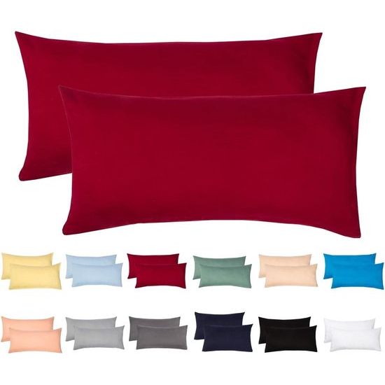 Set van 2 kussenslopen 40 x 80 cm, verborgen ritssluiting aan de lange kant, kussensloop van 100 katoen jersey stof, 140 g/m², ultrazacht en ademend, Oeko-Tex gecertificeerd