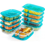 Belle Vous 10Pak Helder Herbruikbaar Plastic Voedsel Containers met 3 Vakken en Deksel - Lekbestendig, BPA Vrije Opslag Bakjes - Magnetron, Diepvries & Vaatwasser Bestendig - Meal Prep Lunchboxes