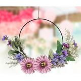 Deurkrans, krans, decoratie, kunstbloemen, gerbera, krans, slinger, welkom, slinger, lente, wandkrans, metalen decoratie, ringen, lentedecoratie voor Pasen, bruiloft, woonkamer, bruiloft