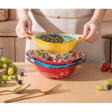 Mueslikommen Bohemian stijl, kommen set voor salade | soep | pasta - 4-delige kleurrijke serveerschalen set, keramische muesli-kom slakom 560 ml