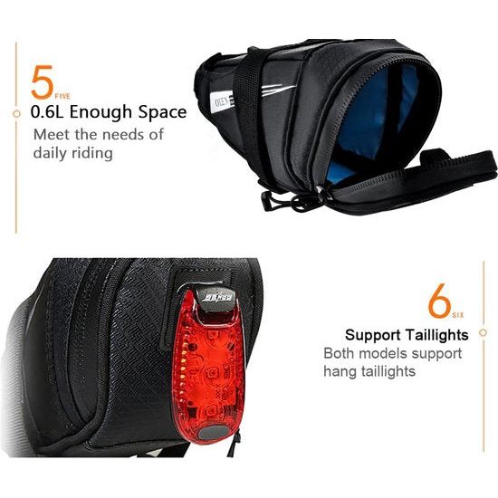 Zadeltas, fietstas met achterlichthouder voor racefiets, 0,6 l