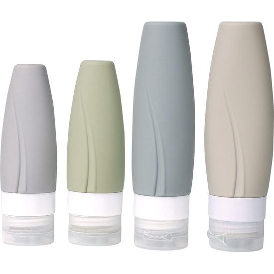 Reisflessen, Reisbenodigdheden, Reisaccessoires voor internationale reizen, TSA-goedgekeurde lekvrije knijpsiliconen reisflessen, Reistoiletartikelencontainers