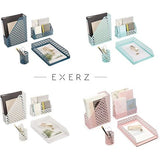 bureau-organizer 4-delige kantoorset/tafelbladplank metalen rooster Inclusief: A4 brievenbakje x 1, A4 krantenrek x 1, brievenhouder x1, pennenhouder x 1 - wit