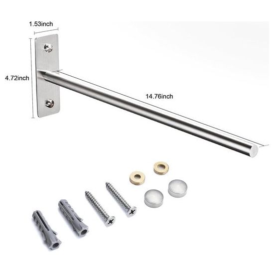 Boren handdoekhouder 304 roestvrij staal badhanddoekhouder geborsteld rond handdoekstang luxe handdoekhouder wastafel muur badkamer handdoekhouder hoogwaardig 38 cm, geborsteld zilver