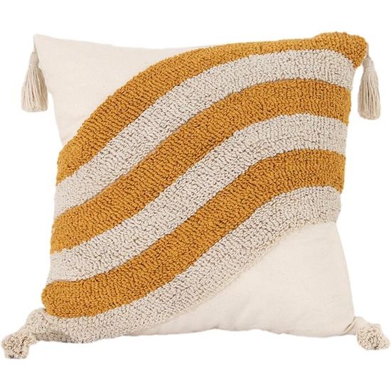 Boho Kussenhoezen, Macrame Kussenhoes met Kwastje, Decoratief Katoen Linnen Decoratief Kussen, Bankkussen voor Bank, Bank, Slaapkamer, Woonkamer, Geen Kusseninzet, 45 x 45 cm (Stijl B)