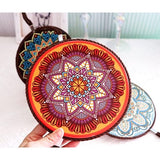 Trivet, Ceramic Trivet for Hot Dishes, Pots and Pans, Mat Decorative Insulation Pads with Cork Backing in Mandala Style, Diameter 17 cm (Pack of 4)