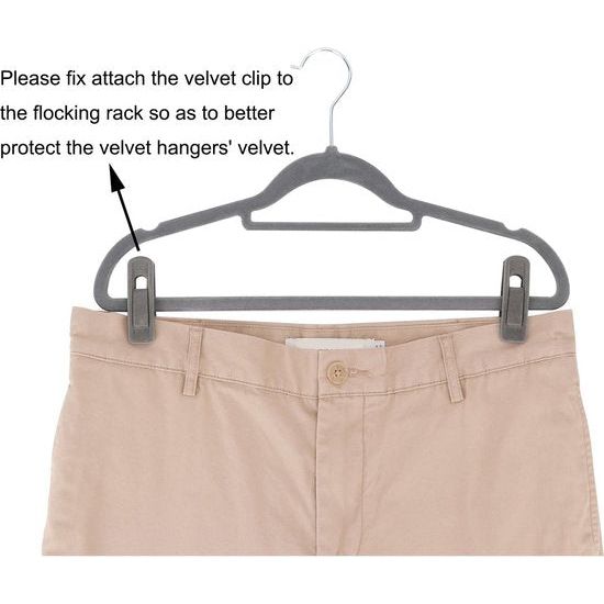20 Pack Fluwelen Hanger Clips Set, Wasknijpers Sterke Vingergreep Flocked Rok Clips Perfect voor gebruik met Smalle Fluwelen Hangers - Grijs