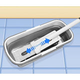 Grote platte mop, posemmer, platte mopemmer, opvouwbare draagbare mopemmer, opvouwbare poetsemmer met handvat, voor grote vloeroppervlakken (wit)