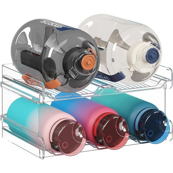 waterfles-organizer voor kast, vriezer, eetkamer, extra grote flessenhouder van kunststof, wijnrek voor keukenwerkblad, kast, kantoor, voor 5 flessen