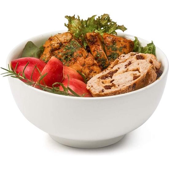 Set van 4 kommen, ronde porseleinen kommen, dessertkommen, snackkom, serveerkom, granenkom, 1100 ml, wit