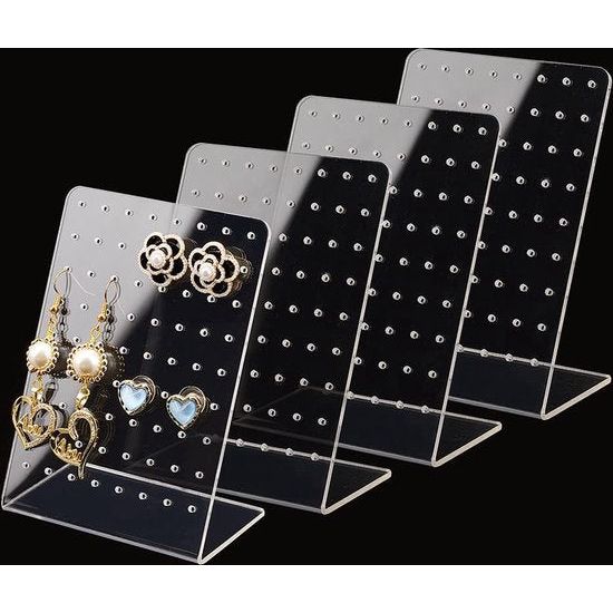 4 Pack Earrings Jewellery Display Stand 72 Holes Acrylic Earring Holder Organiser Earrings Hook Hanger Holder Organiser Storage Display Board Shop Window Stand