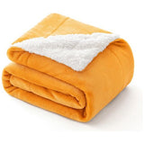 Knuffeldeken, wollige deken, fleecedeken, woondeken, warme Sherpa bankovertrek, deken, wollig, microvezel, sprei voor bed, bank, slaapkamer, kantoor, 150 x 200 cm, geel