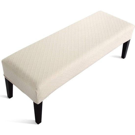 Universele hoes voor eetkamerbank Elastische stoelhoezen Stretch Jacquard Eetbankhoes voor eetkamer Afneembare hoes voor eetkamerstoel Eetkamer(Beige)