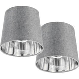 Navaris 2x lampenkap voor tafellamp - E14 fitting - 15,2 cm hoog - Set van 2 ronde lampenkappen - Grijs/zilverkleurig