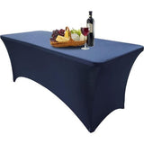 Elastaan tafelkleed 183 cm x 75 cm, polyester, rechthoekig tafelkleed, rekbaar tafelkleed, bruiloft, feest, keuken, decoratie-marineblauw