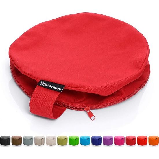 Extra hoog yogakussen, rond, diameter 31 cm, 20 cm hoog, met vulling van boekweit-spelt, machinewasbare overtrek van 100% extra dik katoen, meditatiekussen, zitkussen