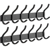 Kledinghaken, haaklijst, garderobehaken, RVS met 6 haken, wandhaken, garderobelijst voor slaapkamer, badkamer (zwart, 6 haken, 2 stuks)